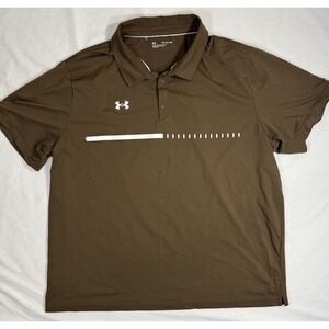 Under Armour Victory Golf Polo Brown White Stripe 4XL Short Sleeve‎ NWOT